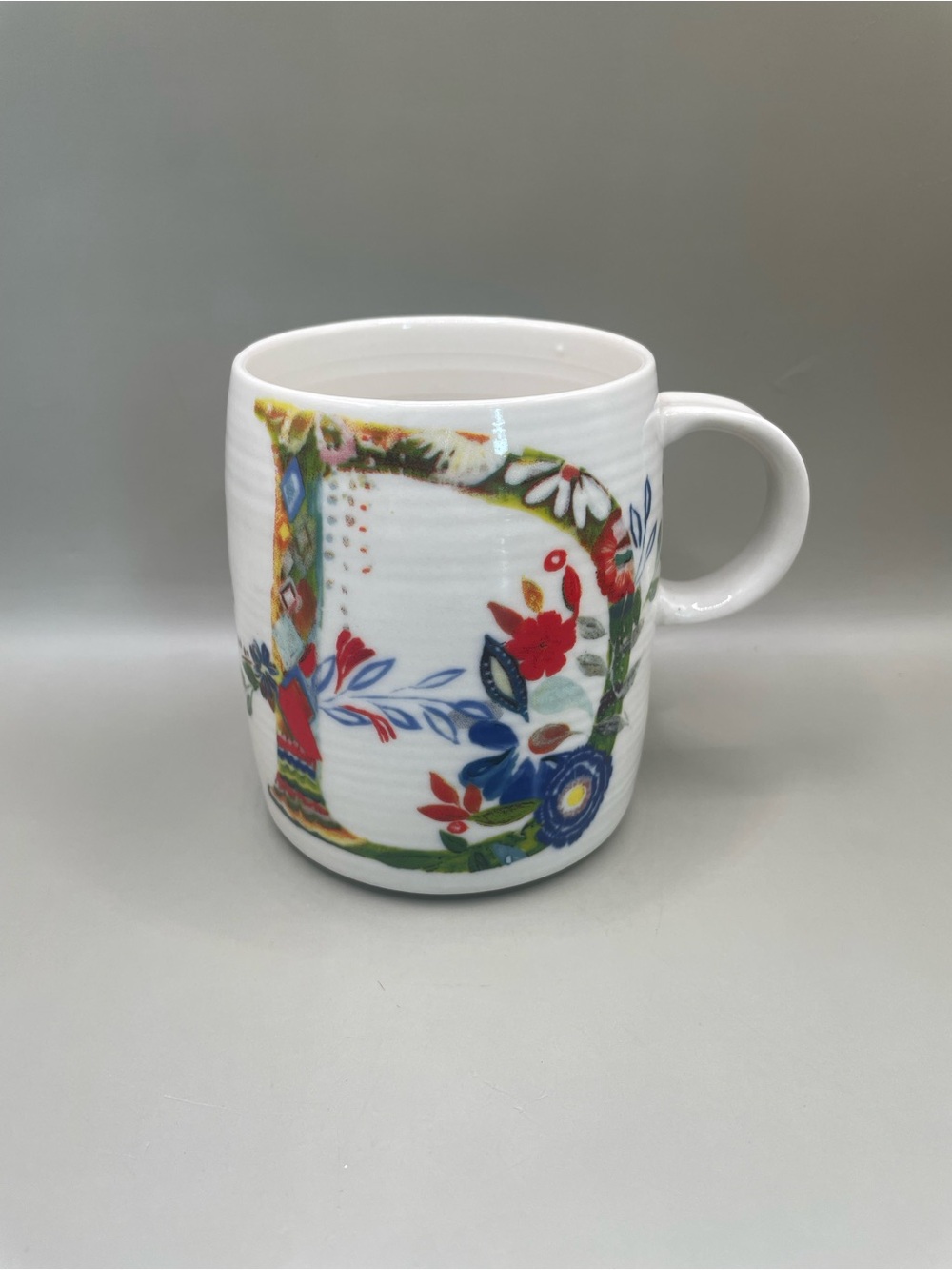 ANTHROPOLOGIE SIGNED STARLA HALFMANN INITIAL LETTER D FLORAL MUG NEW